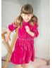 Raspberry Velvet Knee Length Simple Flower Girl Dress
